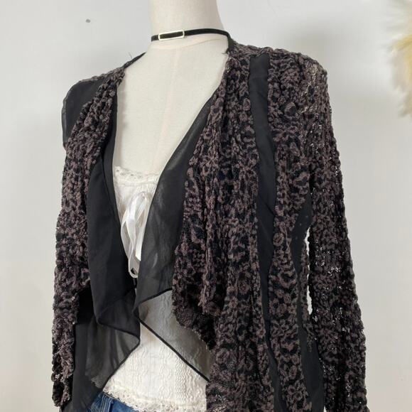 BKE Womens Open Front Cardigan Size L Lace Sheer Y2K Whimsigoth Fairy Grunge - Picture 2 of 8